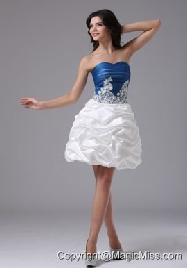 Blue and White With Appliques and Pick-ups For Prom Dress In Alameda California