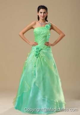 Apple Green Hand Made Folwers and Ruched Bodice In Springfield Illinois For Prom Dress