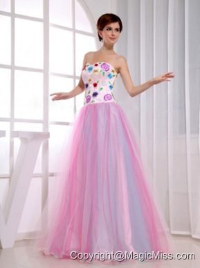 A-Line Sweetheart Organza Pink Floor-length 2013 Prom Dress