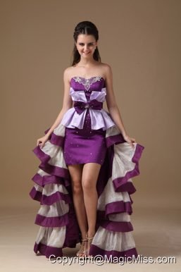 Multi-Color Sweetheart High-low Prom Dress Satin Beading