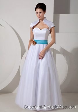 Popular A-line Sweetheart Floor-length Taffeta Sash Wedding Dress