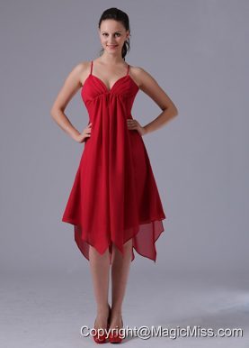 2013 Spaghetti Straps Wine Red Asymmetrical Empire Homecoming Dress In Avon Connecticut