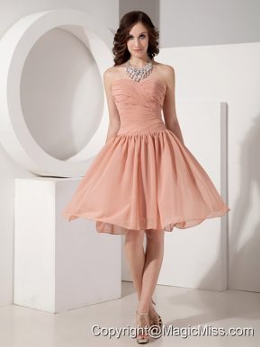 Simple Empire Sweetheart Knee-length Chiffon Ruched Prom Dress