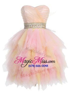 Inexpensive Mini Length Zipper Pageant Dress for Teens Multi-color and In for Prom and Party with Beading and Ruffled Layers