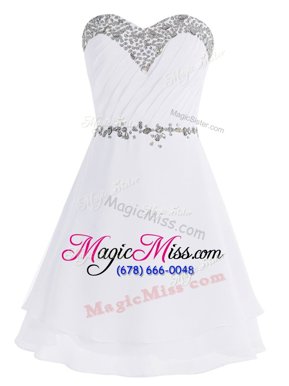 Hot Sale White Sleeveless Mini Length Beading Zipper Hoco Dress