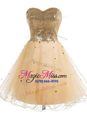 Popular Organza Sweetheart Sleeveless Lace Up Sequins Pageant Dress Womens in Champagne
