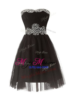 Pretty Brown Sweetheart Zipper Beading Prom Gown Sleeveless