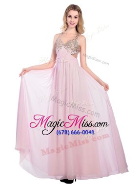 Dazzling Tulle Sleeveless Floor Length Evening Dress and Beading and Bowknot