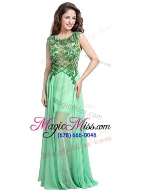 Gorgeous Scoop Sleeveless Backless Homecoming Dress Apple Green Tulle