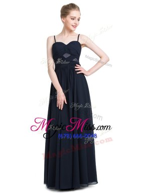 Flirting Black Empire Ruching Homecoming Dress Zipper Chiffon Sleeveless Floor Length
