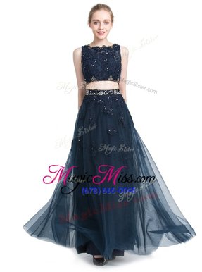 Fabulous Scoop Sleeveless Zipper Floor Length Beading Dress for Prom