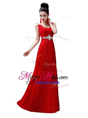 Luxury Sleeveless Zipper Floor Length Beading Prom Evening Gown