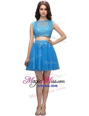 Best Bateau Sleeveless Tulle Dress for Prom Beading and Appliques Zipper