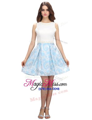 Low Price Scoop Printed Sleeveless Mini Length Homecoming Dress and Beading and Pattern