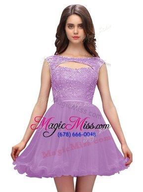 Exquisite Beading Prom Dress Lavender Zipper Sleeveless Mini Length