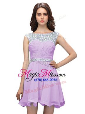 Lovely Scoop Lavender Sleeveless Beading Mini Length Evening Dress