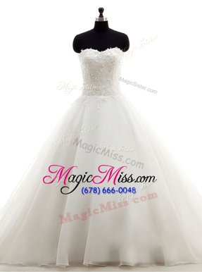 Dazzling With Train Clasp Handle Wedding Dresses White and In for Wedding Party with Beading and Lace Brush Train