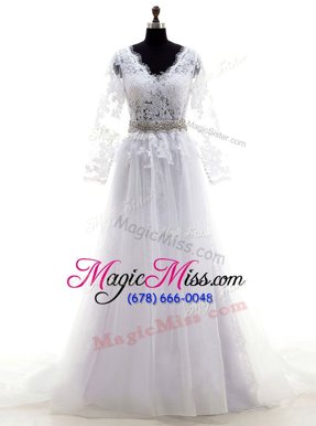 Fantastic Sleeveless Court Train Lace Clasp Handle Wedding Gowns