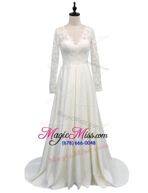 Custom Fit Long Sleeves Brush Train Lace Clasp Handle Wedding Dresses