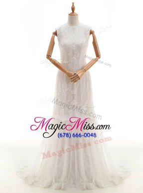 Top Selling Sleeveless Brush Train Clasp Handle With Train Lace Wedding Gowns