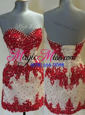 Hot Selling Red Sweetheart Lace Up Appliques Dress for Prom Sleeveless
