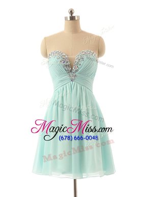 Fantastic Knee Length Aqua Blue Prom Evening Gown Sweetheart Sleeveless Zipper