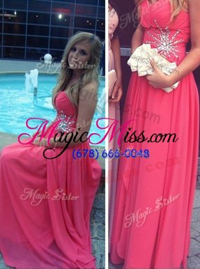 Discount Floor Length A-line Sleeveless Red Prom Evening Gown Backless