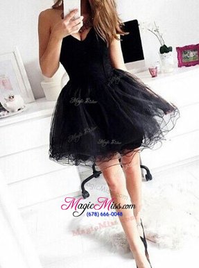Fancy Mini Length Black Homecoming Party Dress Sweetheart Sleeveless Zipper