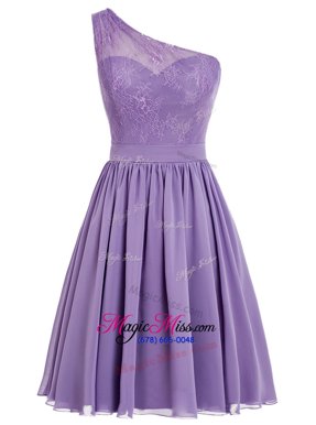 High End Purple A-line One Shoulder Sleeveless Chiffon Ankle Length Side Zipper Appliques Prom Evening Gown