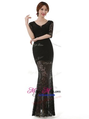 Adorable Scoop Half Sleeves Lace Zipper Prom Evening Gown