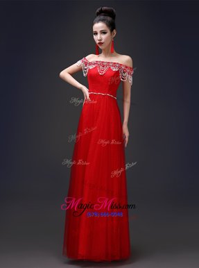Custom Made Off the Shoulder Sleeveless Beading Lace Up Homecoming Dress