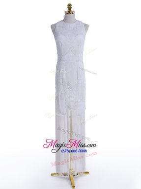Beautiful Scoop Chiffon Sleeveless Floor Length Prom Dress and Beading