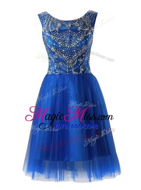 Noble Scoop Beading Homecoming Dress Royal Blue Zipper Sleeveless Mini Length