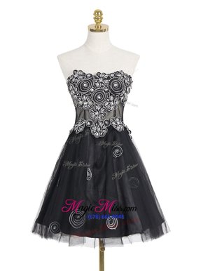 Sleeveless Organza Mini Length Zipper Custom Made in Black for with Appliques