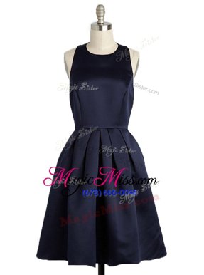Glamorous Square Knee Length Zipper Mother Of The Bride Dress Navy Blue and In for Prom and Party with Bowknot