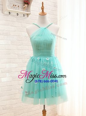 Stunning Straps Sleeveless Lace Up Baby Blue Tulle