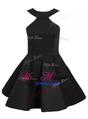 Halter Top Sleeveless Mini Length Beading Zipper Homecoming Dress Online with Black