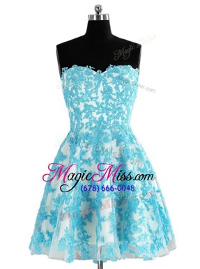 Affordable Knee Length A-line Sleeveless Blue Dress for Prom Zipper