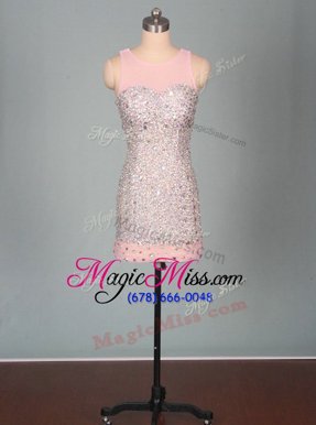 Glamorous Scoop Elastic Woven Satin Sleeveless Mini Length Prom Party Dress and Beading