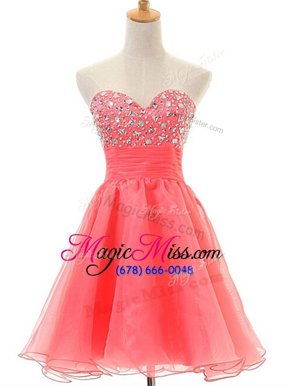 Fantastic Watermelon Red Sleeveless Organza Zipper Prom Dress