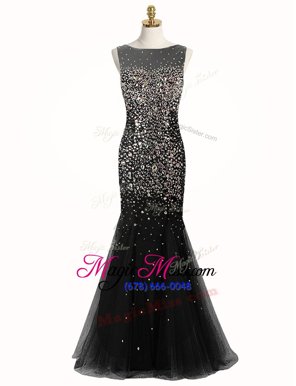 Hot Selling Mermaid Black Sleeveless Tulle Zipper Prom Party Dress for Prom