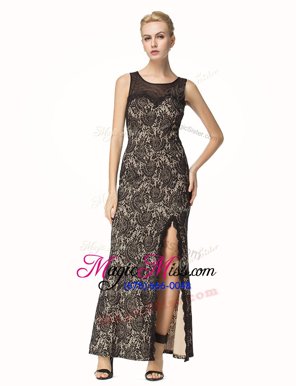 Fashion Black Zipper Scoop Lace Mother Of The Bride Dress Lace Sleeveless