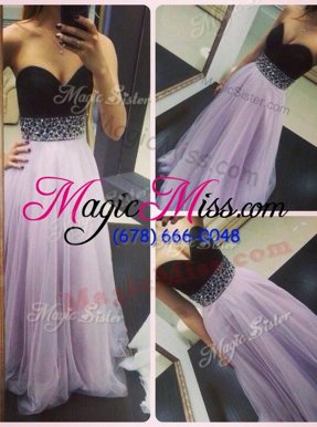 Noble Lavender Sweetheart Neckline Beading Pageant Gowns Sleeveless Zipper