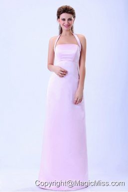 Halter Column Baby Pink For 2013 Bridemaid Dress Satin