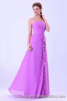 Lavender Prom Dress With Spaghetti Straps Chiffon Ruffles