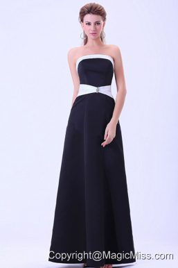 Black Prom / Evening Dress A-line Satin Floor-length