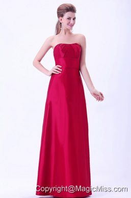 Wine Red Bridemaid Dress A-line Floor-length Taffeta