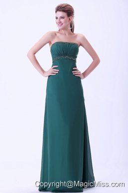 Green Prom / Evening Dress With Beading and Ruching Chiffon