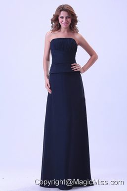 Navy Blue Strapless Prom Dress Chiffon For Custom Made