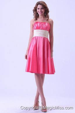 Hot Pink Prom / Homecoming Dress With Ruching Knee-length Taffeta For Custom Made